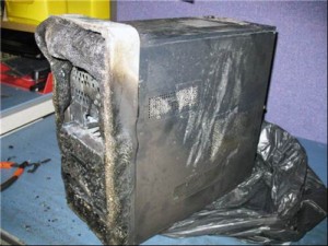 Fire-damaged computer